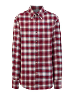 Клетчатая рубашка из хлопковой фланели с воротом button-down Brunello Cucinelli