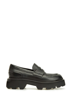 Кожаные пенни-лоферы на массивной рельефной подошве Santoni