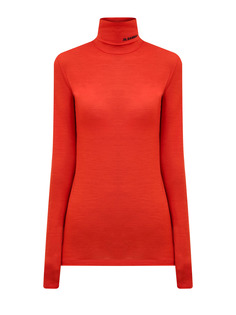 Водолазка из тонкой эластичной шерсти с контрастным логотипом Jil Sander