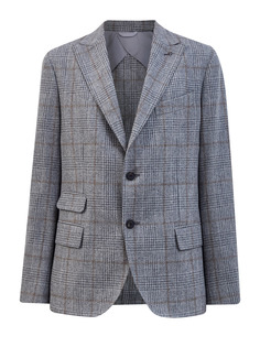 Пиджак из шерсти и кашемира в клетку с пином-монограммой Peserico