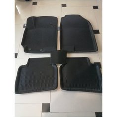 Коврики в салон EVA 5D Hyundai Solaris II/Kia Rio IV c 2017 г. в. с бортом черный/кант черный Престиж