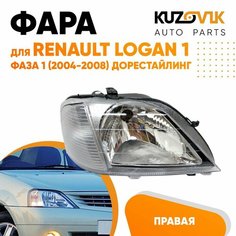 Фара для Рено Логан Renault Logan 1 фаза 1 (2004-2008) правая дорестайлинг с корректором КУЗОВИК