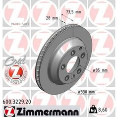 Тормозной диск задний Zimmermann 600322920 для Audi Q7; Porsche Cayenne; VW Touareg