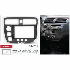 Переходная рамка 9" Android для HONDA Civic 2001-2006 (руль слева / без климат-контроля) CARAV 22-724
