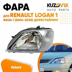 Фара для Рено Логан Renault Logan 1 фаза 1 (2004-2008) левая дорестайлинг с корректором КУЗОВИК