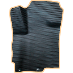 Коврик ЕВА водительский для Mitsubishi Outlander 3 (2012-2022) / Митсубиши Аутлендер 3 / Черные соты / Бежевый кант Evaformat