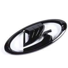 Шильдик нового образца на решетку радиатора со знаком "Ладья", эмблема для Лада Веста, Иксрей, Нива 4х4 Урбан, Гранта ФЛ (Черный лак) Россия