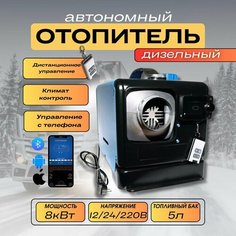 Сухой фен 3в1 8квт 12в/24в/220в с блютуз переносной 1 сопло металл автономный отопитель Нет бренда