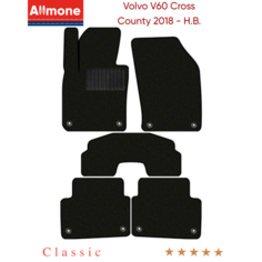 Коврики в салон текстильные Allmone "Классик" для Volvo V60 Cross County 2018 - Н. В, черные, 5шт. / Вольво