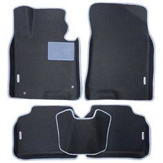 Автомобильные коврики ЕВА / EVA для Kia K5 2020-н. в. / Киа К5 / 3D 3д / с бортами / черный -серый + резиновый подпятник + 4 шильдика Gallex