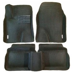 Автомобильные коврики ЕВА / EVA для Toyota Avensis II 2003-2009 / Тойота Авенсис 2 / 3D 3д / с бортами / черный-черный + резиновый подпятник + 2 шильдика Gallex