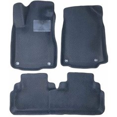 Автомобильные коврики ЕВА / EVA для Honda CR-V IV 2012-2018 / Хонда СРВ 4 / 3D+ 3д+ / черный(ромб)-черный + резиновый подпятник Gallex