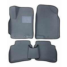 Коврики ЕВА EVA ЭВА с круговыми бортами бортами 3д 3D+ для Hyundai ix55 2008-2013 / Хендай икс55 / серый(ромб)-черный / резин подпятник Gallex