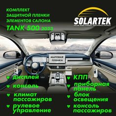 TANK 500 Комплект защитных матовых пленок на кпп, дисплей, консоль, климат и другие элементы салона Solartek