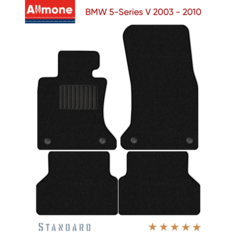 Коврики в салон текстильные Allmone "Стандарт" для BMW 5-Series 5 (E61, E60) 2003 - 2010, черные, 4шт. / БМВ 5 Серии 5