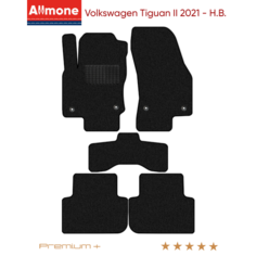 Коврики в салон текстильные Allmone "Премиум+" для Volkswagen Tiguan 2 (AD1) 2021 - Н. В, черные, 5шт. / Фольксваген Тигуан 2