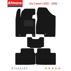 Коврики в салон текстильные Allmone "Стандарт" для Kia Ceed 2 (JD) 2012 - 2018, черные, 5шт. / Киа Сид 2