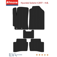 Коврики в салон ЭВА Allmone для Hyundai Solaris 2 (HCR) 2017 - Н. В, черные, 5шт. / Хендай Солярис 2