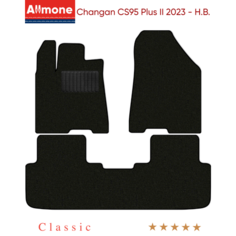 Коврики в салон текстильные Allmone "Классик" для Changan CS95 Plus 2 (suv) 2023 - Н. В. задний цельный, черные, 3шт. / Чанган