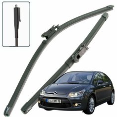 Дворники Citroen C4 (1) LC / Ситроен С4 хэтчбек 5 дв. рест. 2008 / 2009 / 2010 / 2011 Щетки стеклоочистителя бескаркасные автомобильные LYNXauto 700мм-600мм к-т 2шт.