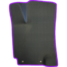 EVA коврик для Hyundai Solaris 1 Седан (2010-2017) водительский / Хендай Солярис 1 Седан / Черные соты, фиолетовый кант Evaformat