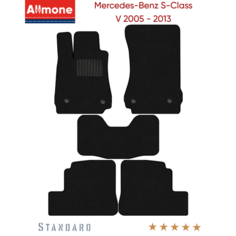 Коврики в салон текстильные Allmone "Стандарт" для Mercedes-Benz S-Class 5 (W221Long) 2005 - 2013, черные, 5шт. / Мерседес С Класс 5