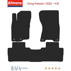 Коврики в салон ЭВА Allmone для Oting Paladin 1 (suv) 2023 - Н. В. задний цельный, черные, 3шт. / Отинг Паладин 1