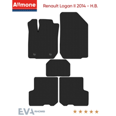Коврики в салон ЭВА Allmone для Renault Logan 2 2014 - Н. В, черные, 5шт. / Рено Логан 2