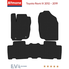 Коврики в салон ЭВА Allmone для Toyota Rav4 4 (XA40) 2012 - 2019 задний цельный, черные, 3шт. / Тойота Рав4 4