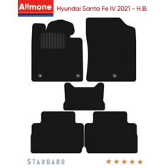 Коврики в салон текстильные Allmone "Стандарт" для Hyundai Santa Fe 4 (TM) 2021 - Н. В, черные, 5шт. / Хендай Санта Фе 4