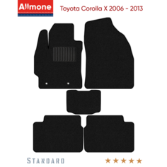 Коврики в салон текстильные Allmone "Стандарт" для Toyota Corolla 10 2006 - 2013, черные, 5шт. / Тойота Королла 10