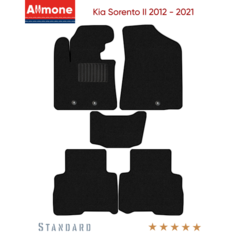 Коврики в салон текстильные Allmone "Стандарт" для Kia Sorento 2 (XM) 2012 - 2021, черные, 5шт. / Киа Соренто 2