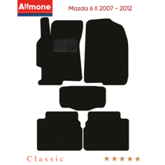 Коврики в салон текстильные Allmone "Классик" для Mazda 6 2 (GH) 2007 - 2012, черные, 5шт. / Мазда