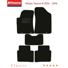 Коврики в салон текстильные Allmone "Классик" для Nissan Teana 3 (J33) 2014 - 2016, черные, 5шт. / Ниссан Теан / Тиана 3