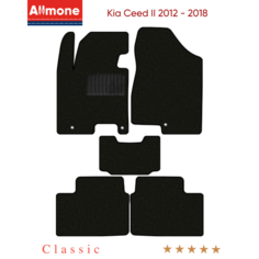 Коврики в салон текстильные Allmone "Классик" для Kia Ceed 2 (JD) 2012 - 2018, черные, 5шт. / Киа Сид 2