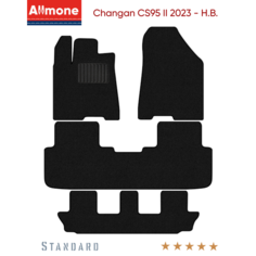 Коврики в салон текстильные Allmone "Стандарт" для Changan CS95 2 (suv) 2023 - Н. В. задний цельный, черные, 4шт. / Чанган