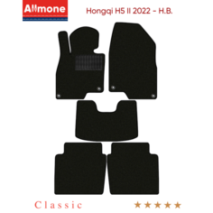 Коврики в салон текстильные Allmone "Классик" для Hongqi H5 2 (Седан, гибрид) 2022 - Н. В, черные, 5шт. / Хунцы