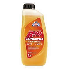 Антифриз-очиститель AGA045R, -30 С, 1 кг, концентрат на 7-10 литров, мягкая промывка системы охлаждения, очиститель радиатора