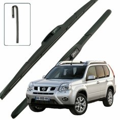 Дворники Nissan X-Trail (2) T31 / Ниссан Х-трэйл Т31 рест. 2011 / 2012 / 2013 / 2014 / 2015 Щетки стеклоочистителя гибридные ОЕМ для автомобиля LYNXauto 600мм-400мм к-т 2шт.