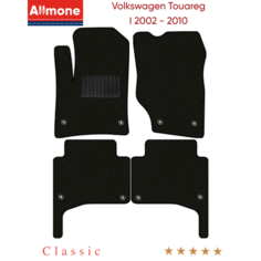 Коврики в салон текстильные Allmone "Классик" для Volkswagen Touareg 1 (GP) 2002 - 2010, черные, 4шт. / Фольксваген Туарег 1