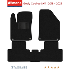 Коврики в салон текстильные Allmone "Стандарт" для Geely Coolray SX11 1 (suv) 2018 - 2023 задний цельный, черные, 3шт. / Джили Кулрей цикс 11 1