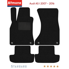 Коврики в салон текстильные Allmone "Стандарт" для Audi A5 1 (8F7, 8T3) 2007 - 2016, черные, 4шт. / Ауди А5 1