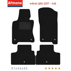 Коврики в салон текстильные Allmone "Стандарт" для Infiniti Q50 2017 - Н. В, черные, 4шт. / Инфинити