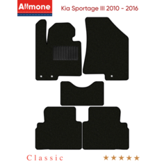 Коврики в салон текстильные Allmone "Классик" для Kia Sportage 3 (SL) 2010 - 2016, черные, 5шт. / Киа Спортейдж 3