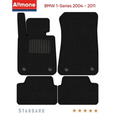Коврики в салон текстильные Allmone "Стандарт" для BMW 1-Series 1 (E87) 2004 - 2011, черные, 4шт. / БМВ 1 Серии 1