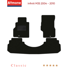 Коврики в салон текстильные Allmone "Классик" для Infiniti М35 (Y50) 2004 - 2010 задний цельный, черные, 3шт. / Инфинити