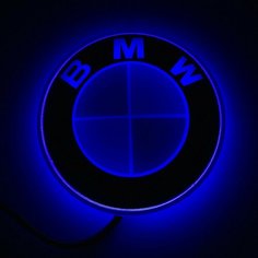 Эмблема на капот для BMW LED 4D подсветка синяя Нет бренда