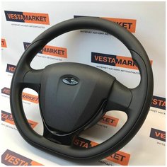 Руль в стиле Приора 2 для ВАЗ 2101, 2102, 2103, 2104, 2105, 2106, 2107 / Лада Нива 4x4 / Niva Legend (черный лак) Без бренда