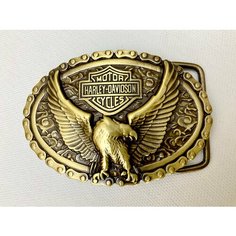 Пряжка Harley-Davidson байкерская, литая латунная, для ремня шириной 4 см