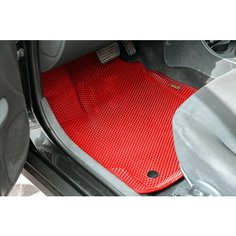 Новинка! Коврики Ева с Пресс Бортами на Nissan ALMERA II (N16) седан, ПРЕМИУМ_3D, красно-черный SPC